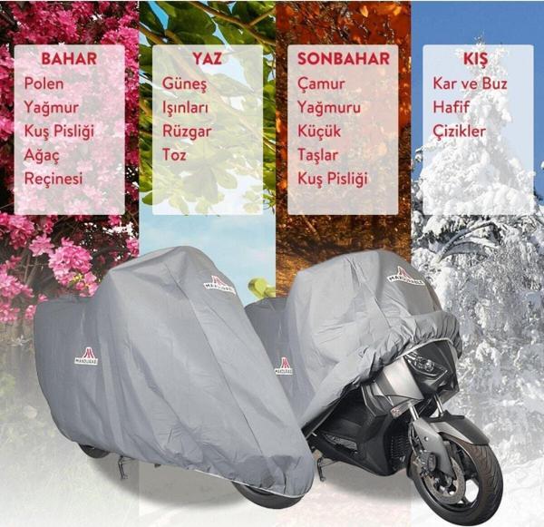 Maxdurable Kuba Ege 50 Uyumlu Motor Brandası Gri Çantasız Motorlara Uygun Su Geçirmez Motosiklet Brandası - Image 1