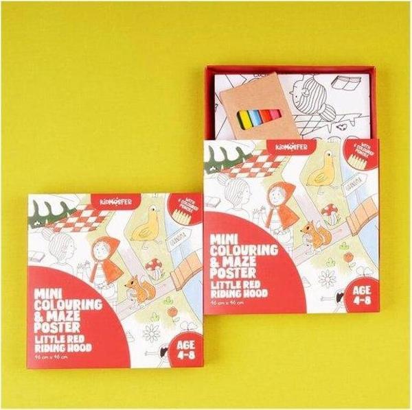 Kidmosfer Kırmızı Başlıklı Kız Boyama ve Labirent Poster - Image 1