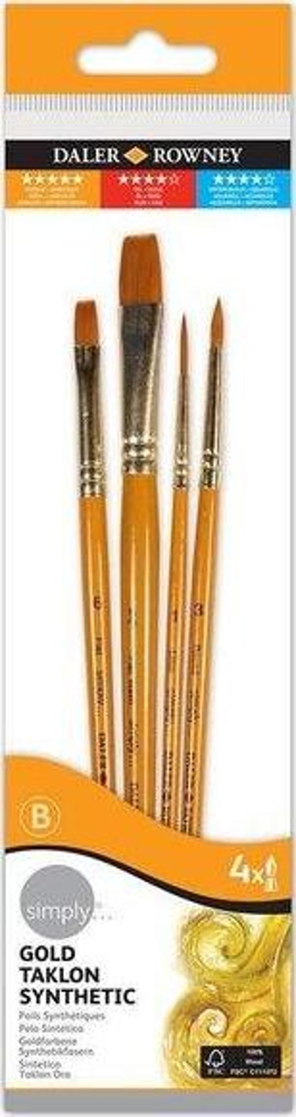 Daler Rowney Gold Taklon 4lü Kısa Fırça Seti 21620402 - Image 1