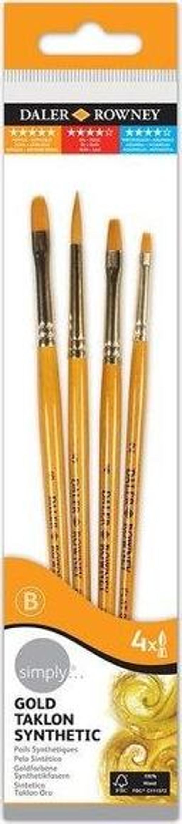 Daler Rowney Gold Taklon 4lü Kısa Fırça Seti 21620403 - Image 1