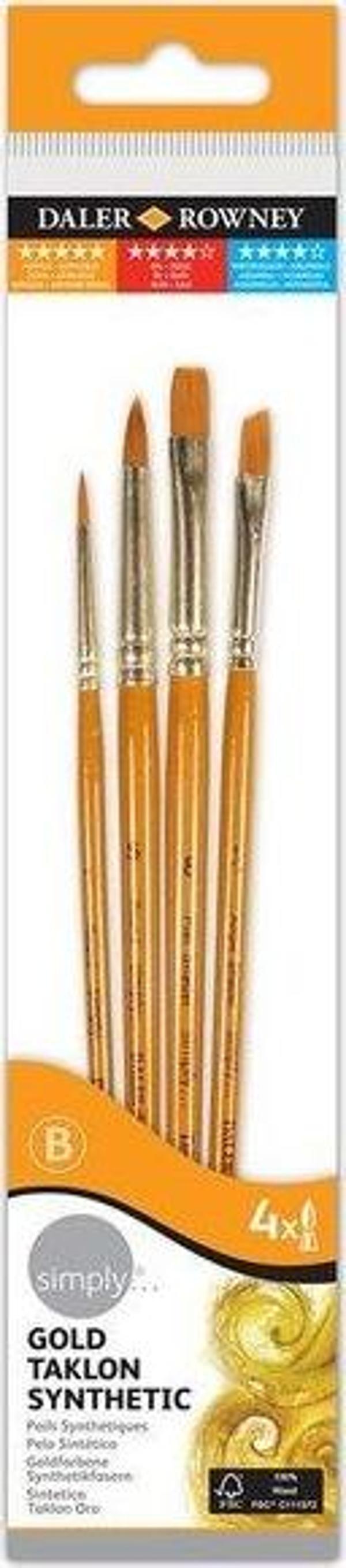 Daler Rowney Gold Taklon 4lü Kısa Fırça Seti 21620400 - Image 1
