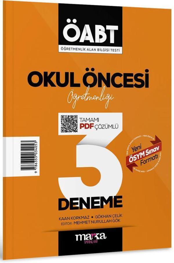 2025 ÖABT Okul Öncesi Öğretmenliği Tamamı Çözümlü 3 Deneme - Marka Yayınları - Image 1