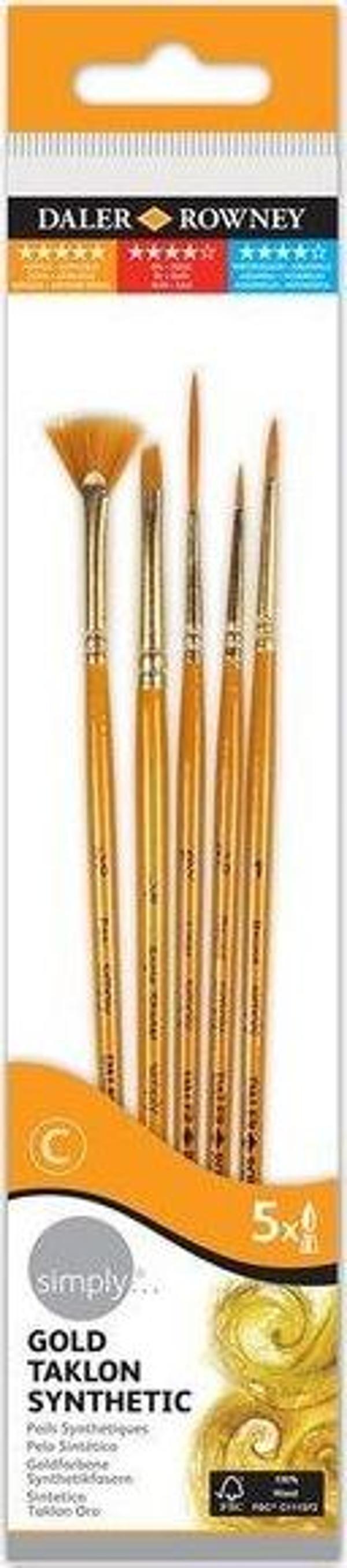 Daler Rowney Taklon Fırça Seti Kısa Sap 5'li 216920500 - Image 1