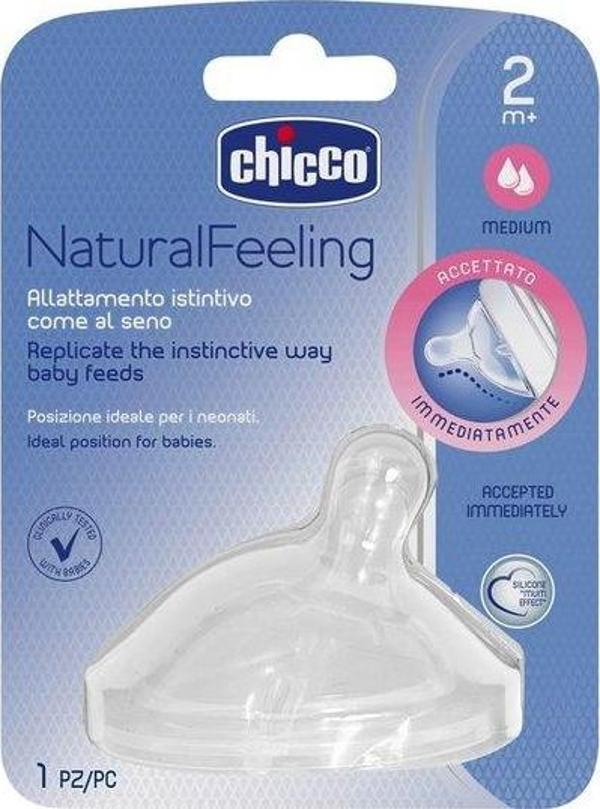 Chicco NaturalFeeling Biberon Emziği 2 Ay+ Orta Akış Tekli - Image 1