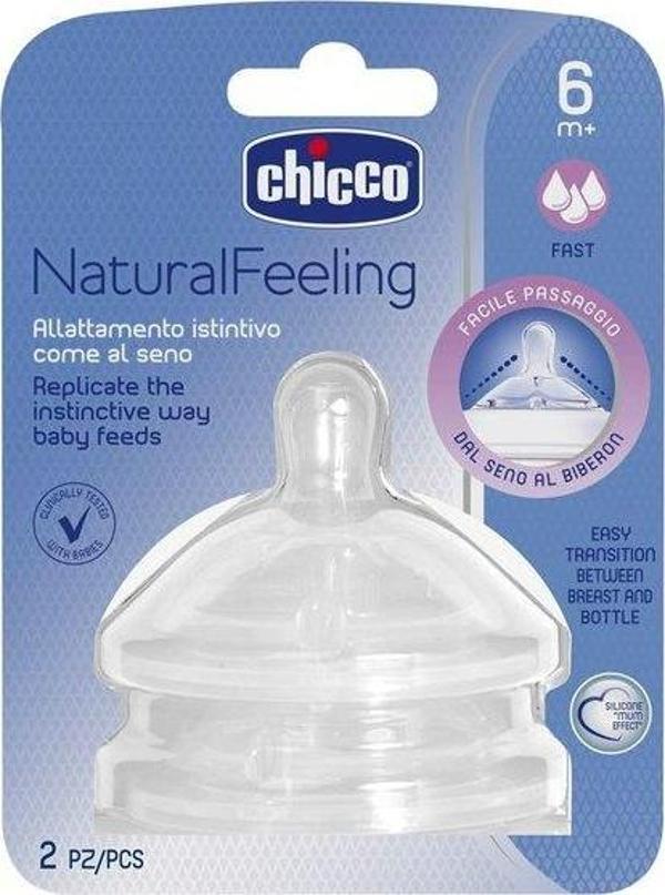 Chicco NaturalFeeling Biberon Emziği 6 Ay+ Hızlı Akış 2'Li - Image 1
