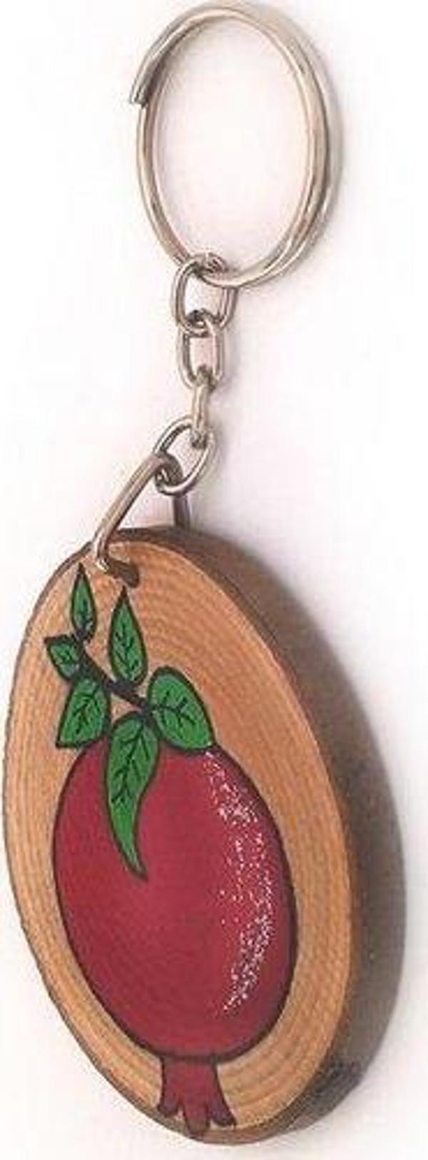 Pan Dizayn Ahşap El Boyaması Anahtarlık Nar - Image 1