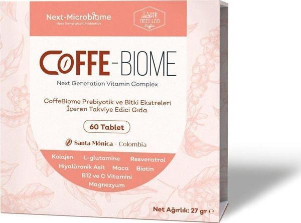 Next Microbiome Coffe-Biome Kahve, Prebiyotik Ve Bitki Ekstreleri İçeren Takviye Edici Gıda (60 Çiğnenebilir Tablet) - Image 1