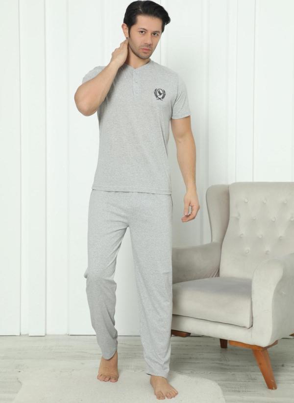Falkom 8101 Penye Erkek Süprem Yazlık Kısa Kollu Pijama Takımı - Image 1