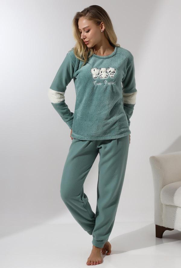 Fawn 5024 Peluş Welsoft Polar Kışlık Yumoş Kadın Pijama Takımı - Image 1