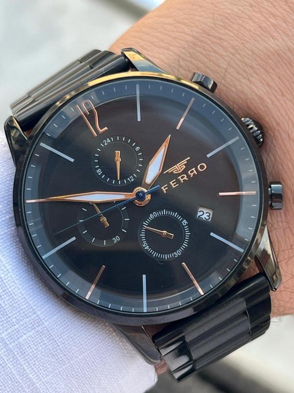 Ferro Çelik Kordon İç Fonksiyonlar Aktif Takvimli 30 Mt Su Geçirmez Erkek Kol Saat EFM31039-XG - Image 1