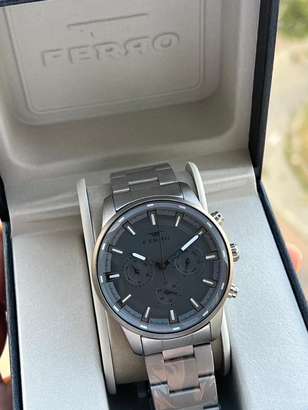 Ferro Çelik Kordon Takvimli Kadran 30 Mt Suya Dayanıklı Erkek Kol Saati EFM11171-BG - Image 1