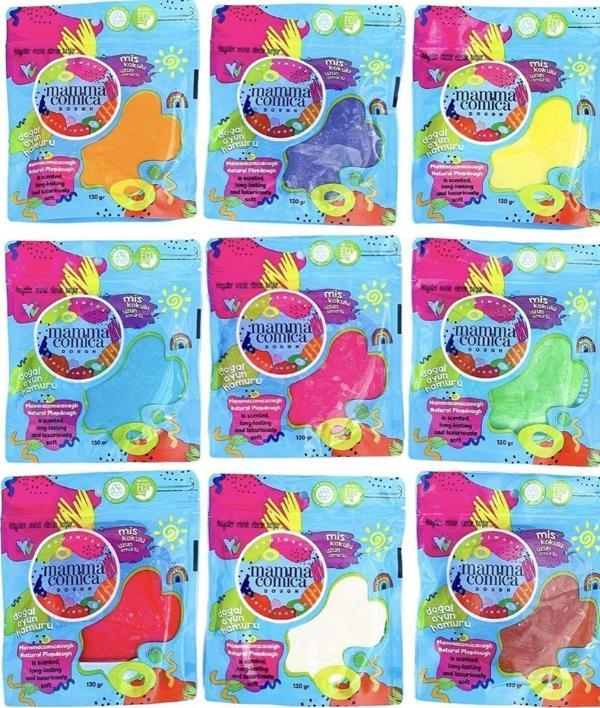 Mammacomica Dough 9'lu Doğal Oyun Hamuru - Refill Paket 9x130gr - Image 1