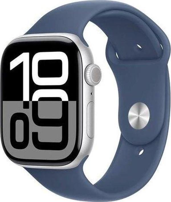 Apple Watch Series 10 GPS 46mm Aluminium Case with Denim Sport Band - S/M - Image 1