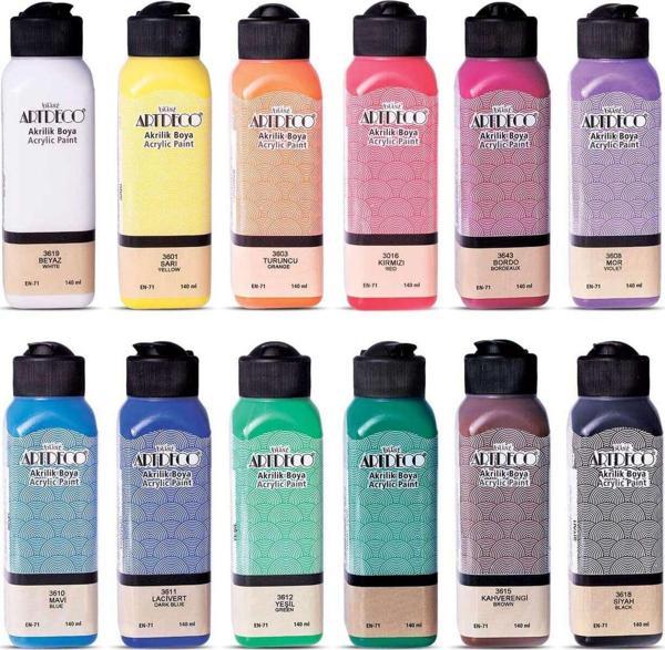 Artdeco Akrilik Boya Seti 140 ml 12li Ana Renkler - Image 1