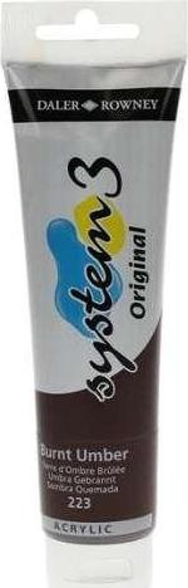 Daler Rowney System3 Akrilik Boya 150 ml Burnt Umber 223 - Image 1