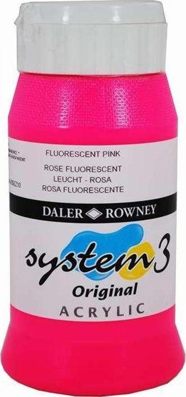 Daler Rowney System3 Akrilik Boya 500 ml Fluorescent Pink 538 - Image 1