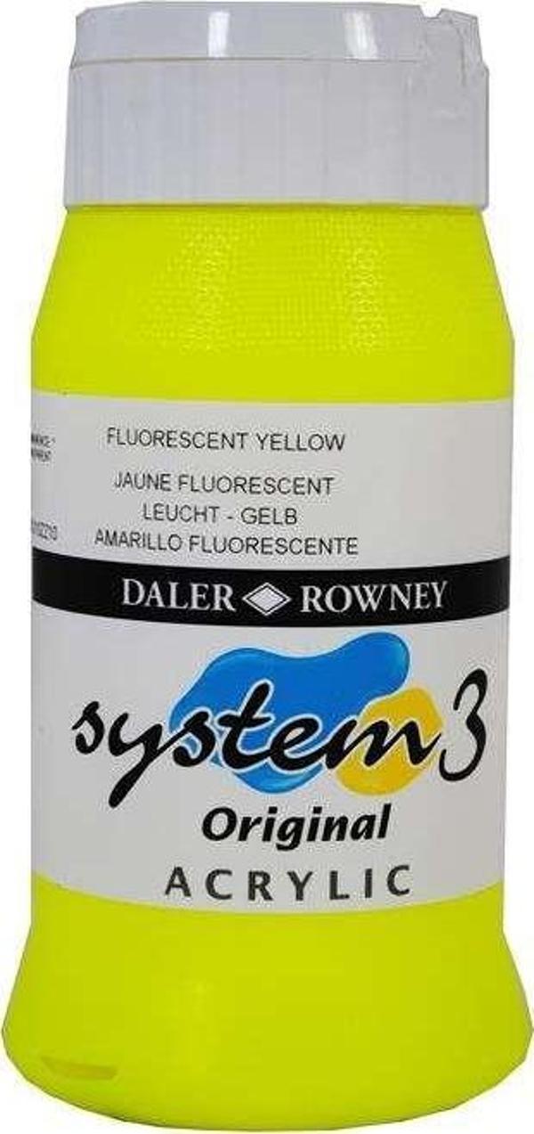 Daler Rowney System3 Akrilik Boya 500 ml Fluorescent Yellow 681 - Image 1