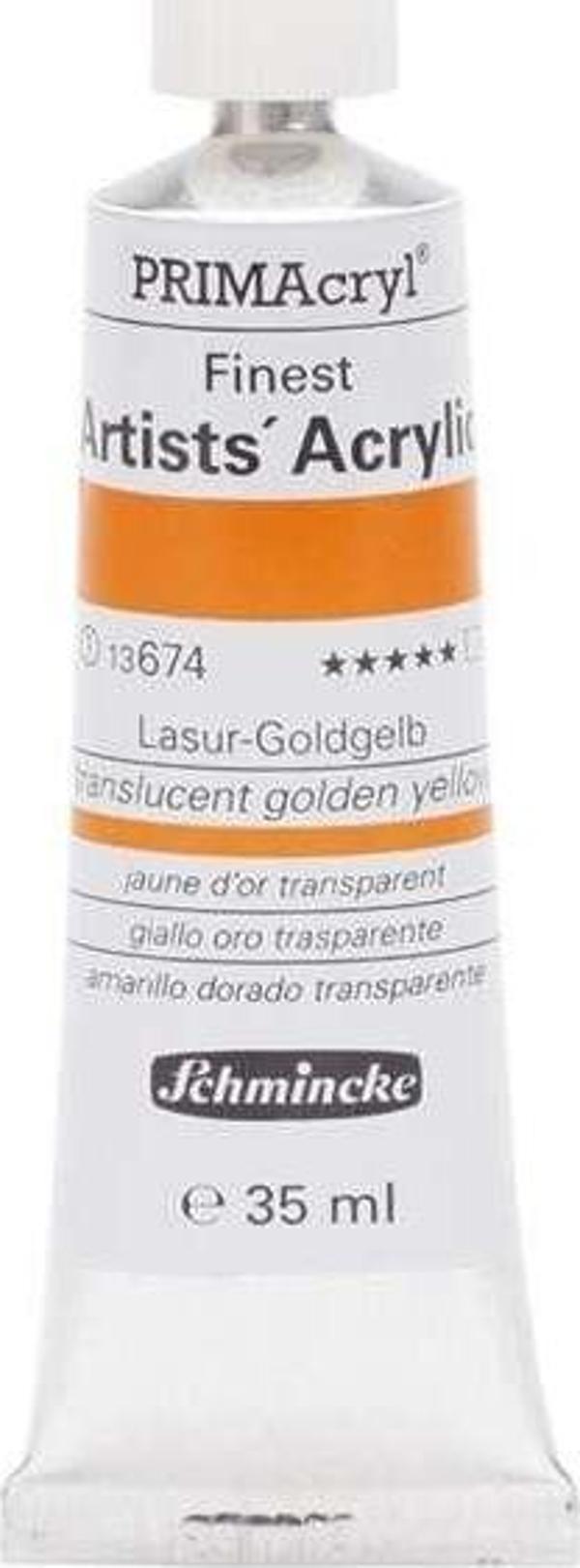 Schmincke PRİMAcryl Artist Akrilik Boya 35 ml Seri 1 Translucent Golden Yellow 674 - Image 1