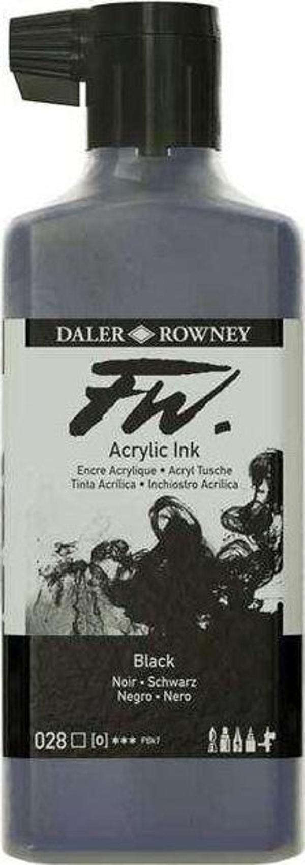 Daler Rowney Fw Acrylic Artist Ink 180 ml No028 Black (Artist Akrilik Mürekkep) Siyah - Image 1