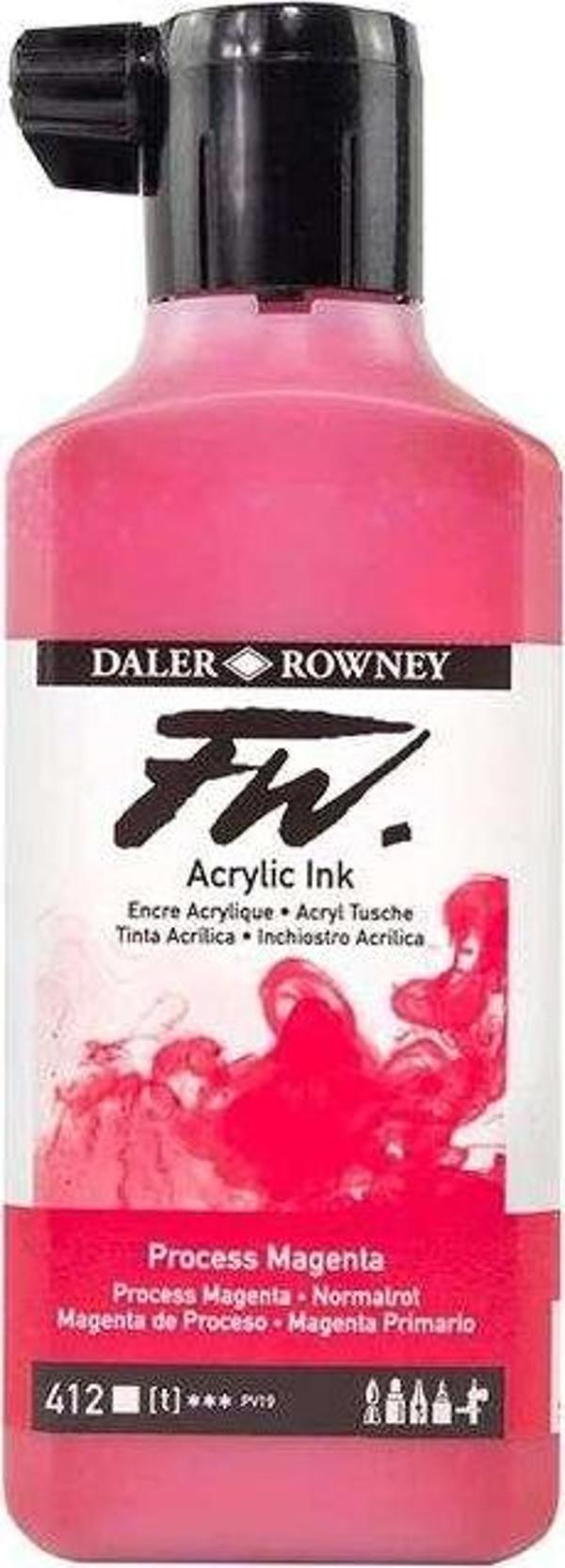 Daler Rowney Fw Acrylic Artist Ink 180 ml No412 Proces Magenta (Artist Akrilik Mürekkep) - Image 1