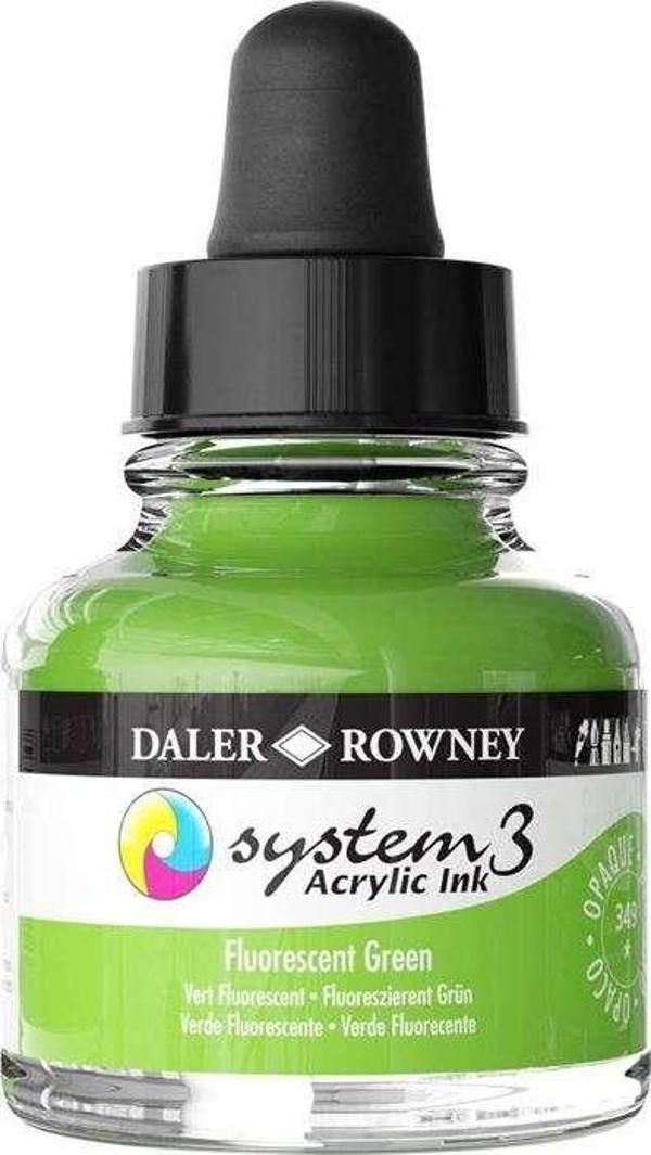 Daler Rowney System3 Ink Akrilik Mürekkep 29.5 ml Fluorescent Green - Image 1