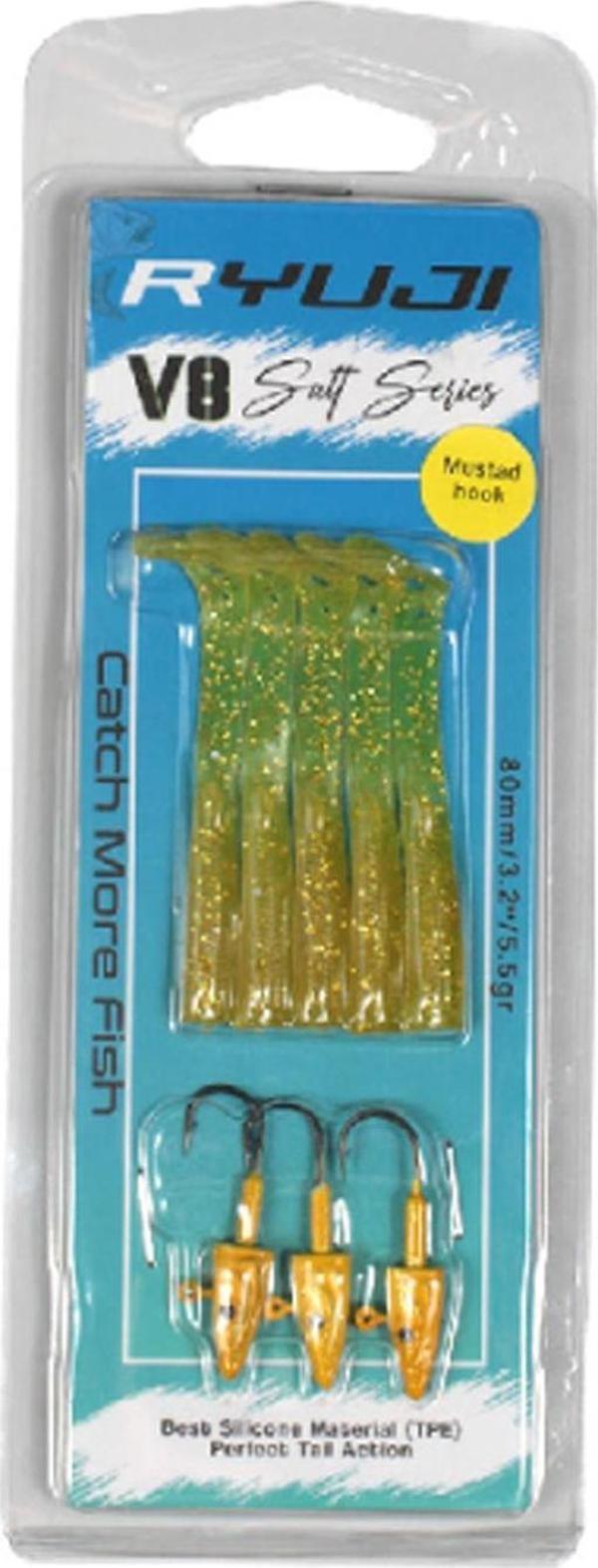 Ryuji V8 8cm 5.5gr Chartreuse Glow Silikon Yem - Image 1