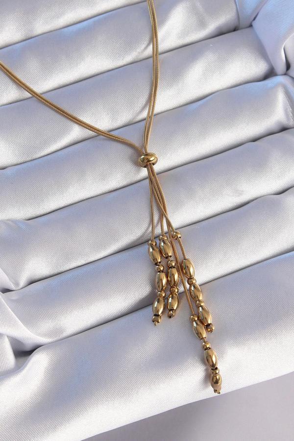 316L Çelik Gold Renk Boyu Ayarlanabilir Sallantılı Model Kolye - TJ-BKO8885 - Image 1