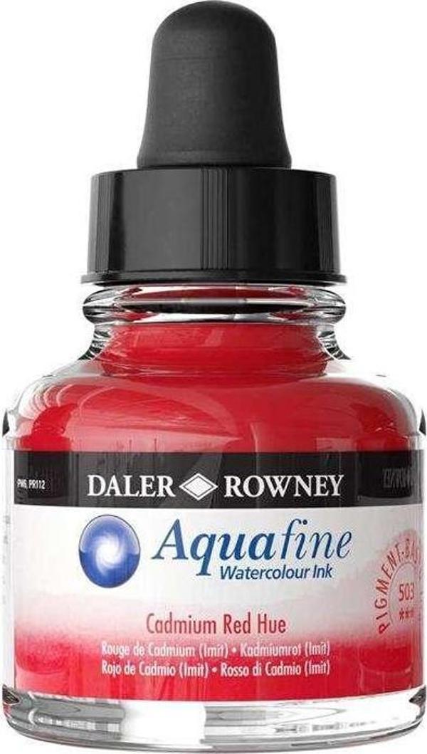 Daler Rowney Aquafine Ink 29.5 ml Sulu Boya Mürekkebi Cadmium Red Hue 503 - Image 1