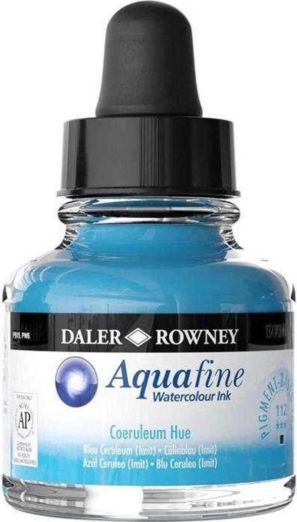 Daler Rowney Aquafine Ink 29.5 ml Sulu Boya Mürekkebi Coeruleum Blue 112 - Image 1