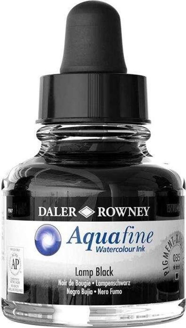 Daler Rowney Aquafine Ink 29.5 ml Sulu Boya Mürekkebi Lamp Black 35 - Image 1