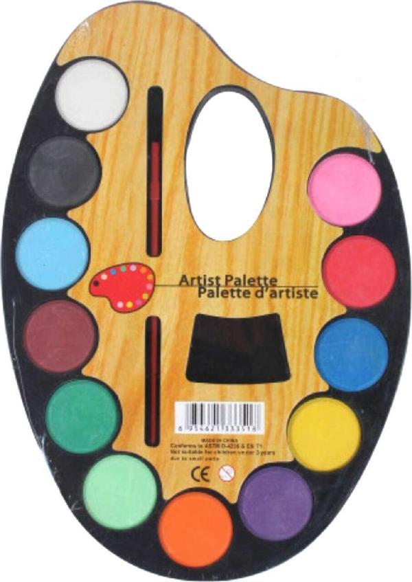 Gvn Art Palet Şekilli Yuvarlak Tablet Suluboya Seti 12li B719 - Image 1