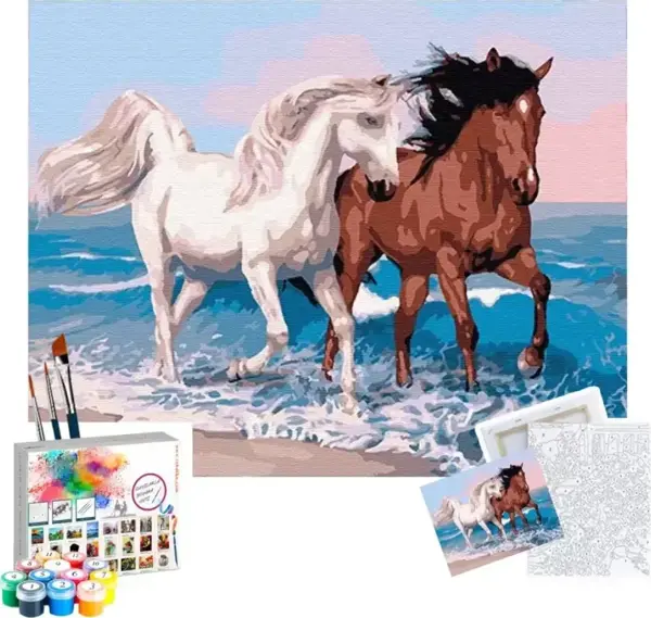 Magic Art Sayılarla Boyama Tuval 40x50 cm Atlar - Image 1