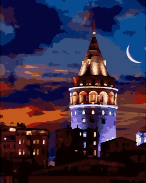 Magic Art Sayılarla Boyama Tuval 40x50 cm Galata Kulesi - Image 1