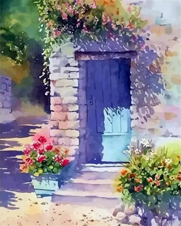 Magic Art Sayılarla Boyama Tuval 40x50 cm Mavi Kapılı Ev - Image 1