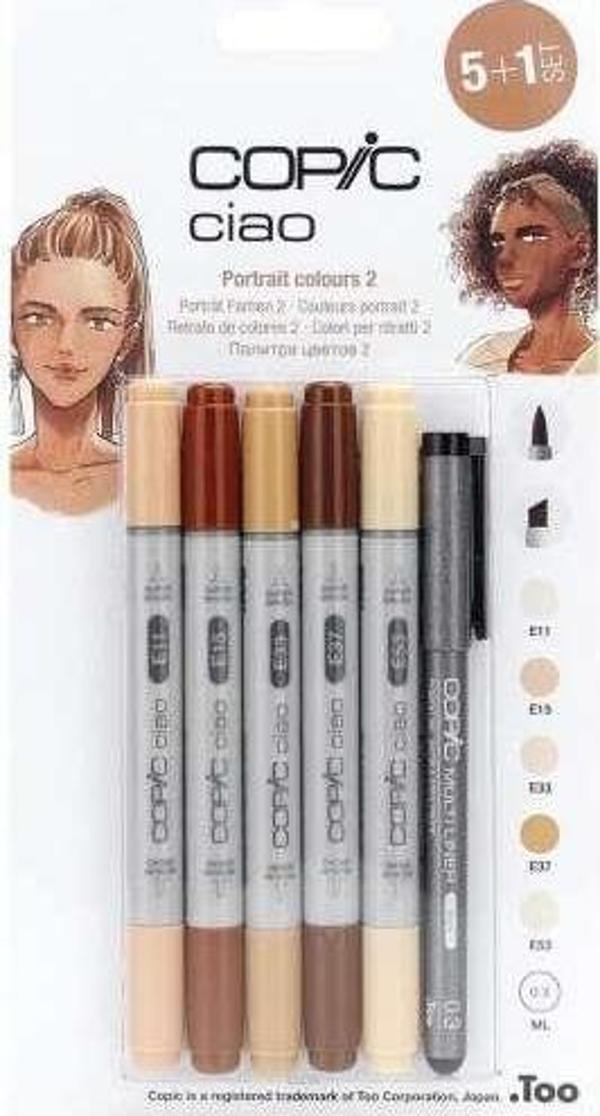 Copic Ciao Grafik Çizim Markör Seti 5+1 N22075553 Portre 2 - Image 1