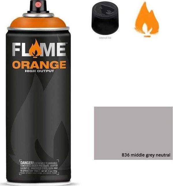 Flame Orange Sprey Boya 400 ml Middlegrey Ntr. 836 - Image 1