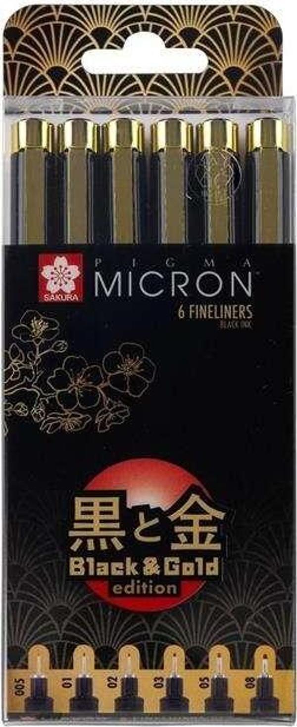 Sakura Pigma Micron Siyah Gold Edition 6lı Teknik Çizim Kalem Seti BPOXSDKB6YOS - Image 1
