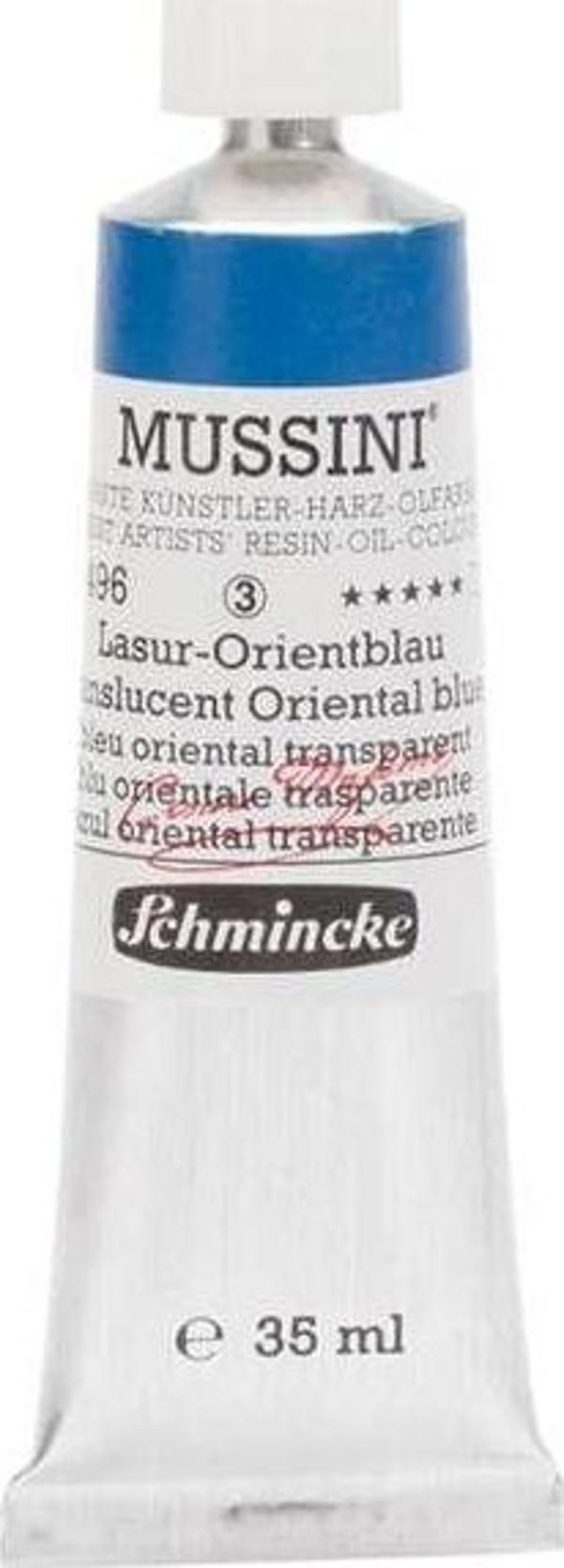 Schmincke Mussini Profesyonel Yağlı Boya 35 ml Seri 3 Translucent Oriental Blue 496 - Image 1