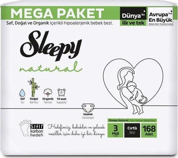 Sleepy Natural Bebek Bezi Mega Fırsat Midi 168 Adet - Image 1
