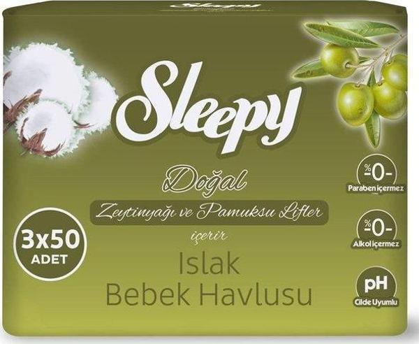 Sleepy Zeytinyağlı Bebek Islak Mendil 3X50 - Image 1