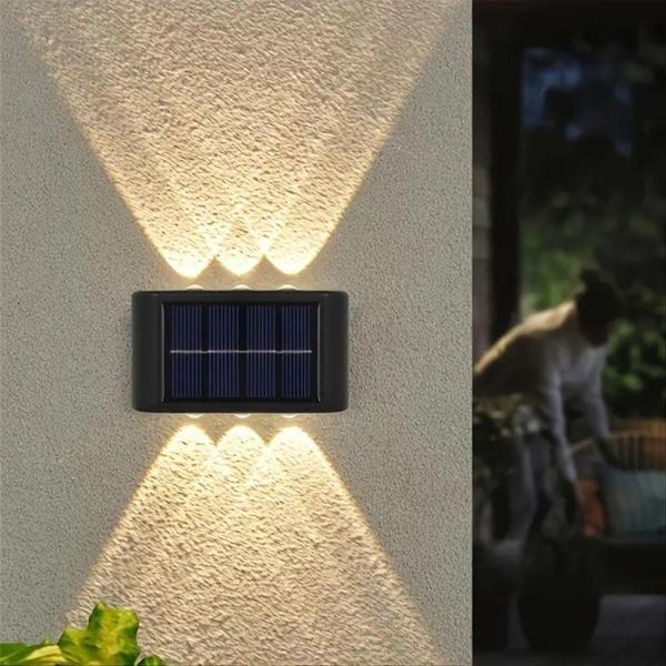6 Ledli Solar Duvar Lamba Dekorasyon Aydınlatma Aplik Güneş Enerji Gün Işığı 2 Li Set - Image 1