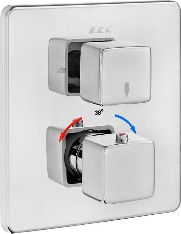 ECA Termostatik Ankastre Banyo Bataryası Sıva Üstü 2 Yollu 102167216-KDE - Image 1