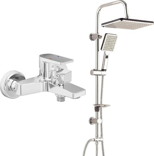 ECA Dalia Banyo Bataryası+T-MAY Banyo Sümbül Kare Tepe Duş Takımı Seti Krom Paslanmaz - Image 1