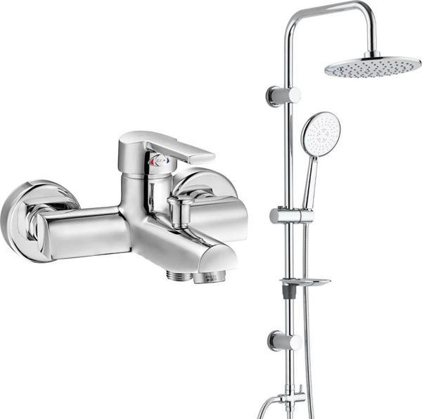 ECA Delta Banyo Bataryası+T-MAY Banyo Bostan Oval Tepe Duş Takımı Seti Paslanmaz Krom - Image 1
