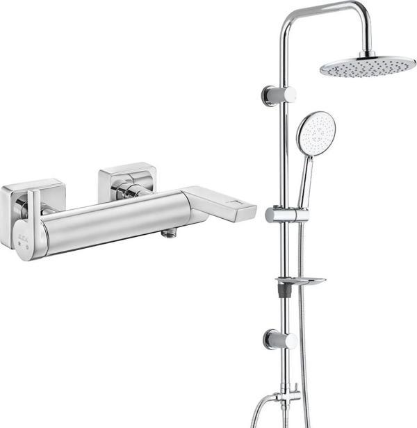 ECA İcon Banyo Bataryası+T-MAY Banyo Bostan Oval Tepe Duş Takımı Seti Paslanmaz Krom - Image 1