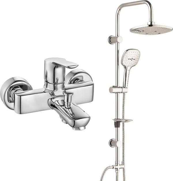 ECA Luna Banyo Bataryası + T-MAY Banyo Ayvacık Elips Tepe Duş Takımı Seti Paslanmaz Krom - Image 1