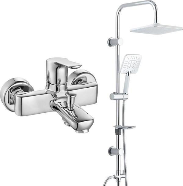 ECA Luna Banyo Bataryası + T-MAY Banyo Çamlıca Kare Tepe Duş Takımı Seti Paslanmaz Krom - Image 1