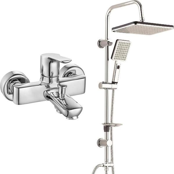 ECA Luna Banyo Bataryası+T-MAY Banyo Sümbül Kare Tepe Duş Takımı Seti Paslanmaz Krom - Image 1