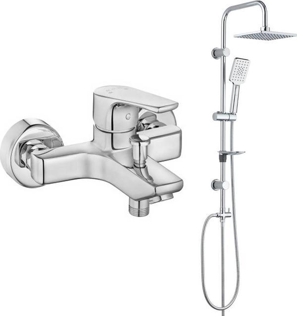 Eca Niobe Banyo Bataryası +  T-MAY Banyo Belen Tepe Duş Takımı Seti Krom Paslanmaz - Image 1