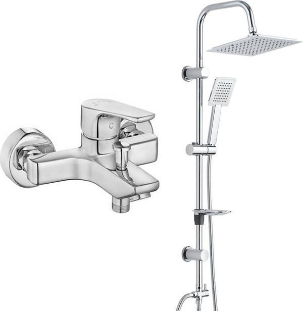 Eca Niobe Banyo Bataryası + T-MAY Banyo Çam Kare Tepe Duş Takımı Seti Krom Paslanmaz - Image 1
